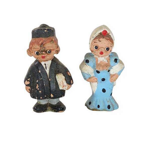 Vintage Spanish Mude People Miniature Figurines Terracotta Boy & Girl Figurines - Picture 1 of 7